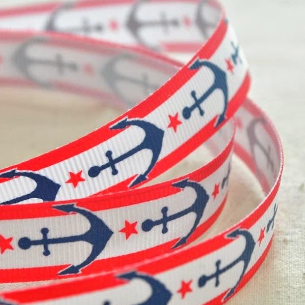 Sailor Anchor Polkadot 16mm Ribbon